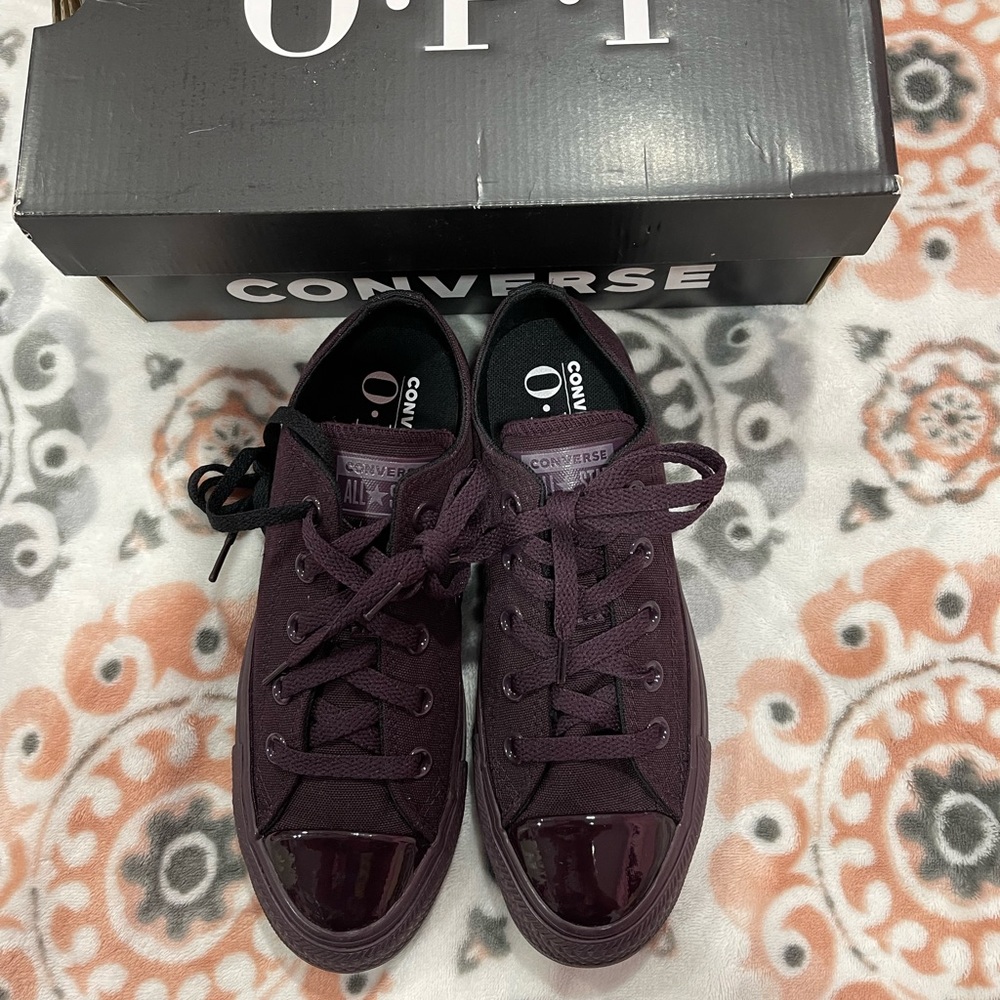 Converse X O.P.I Chuck Tylor All Star Sneakers Unisex, Black Cherry Color, Size6